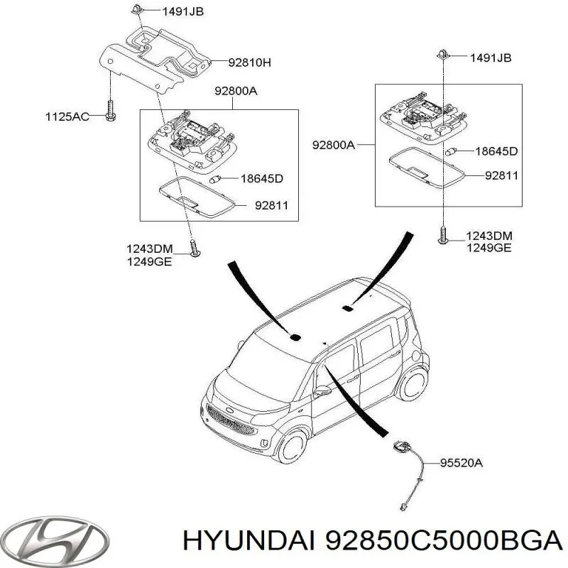 92850C5000BGA Hyundai/Kia Плафон освещения салона (кабины) задний