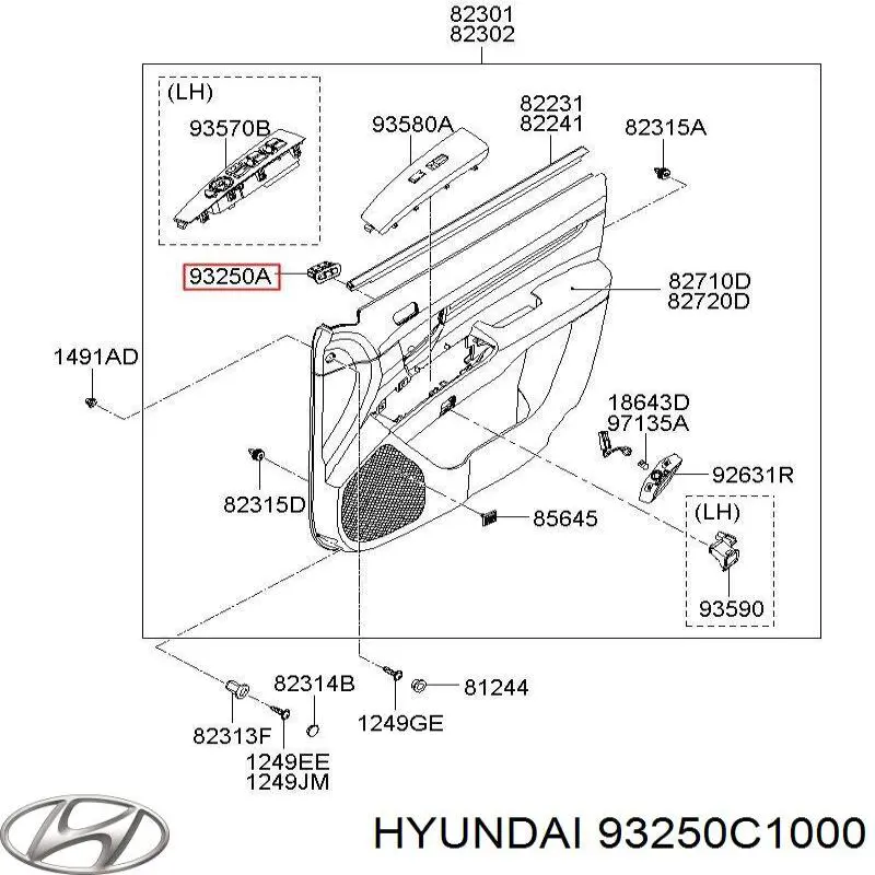 93250C1000 Hyundai/Kia Блок управления зеркалами заднего вида, на двери