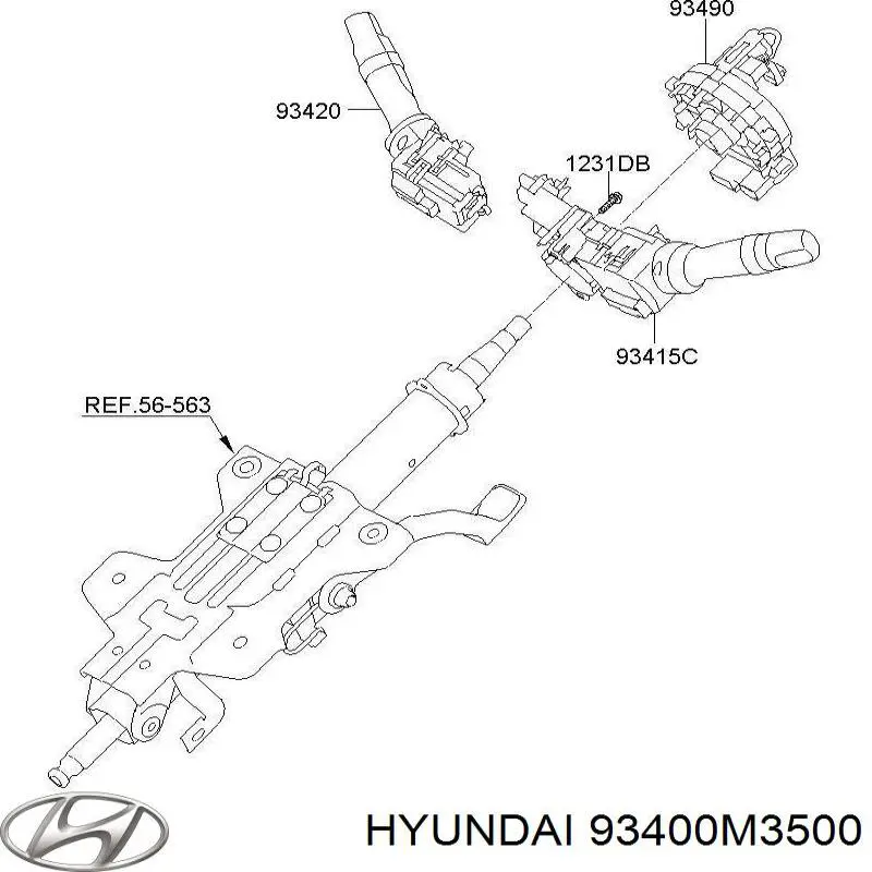 Купить 93400M3500 Hyundai/Kia Подрулевой переключатель