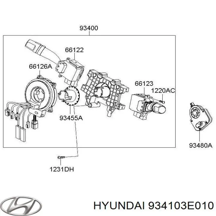Купить 934103E010 Hyundai/Kia Левый подрулевой переключатель