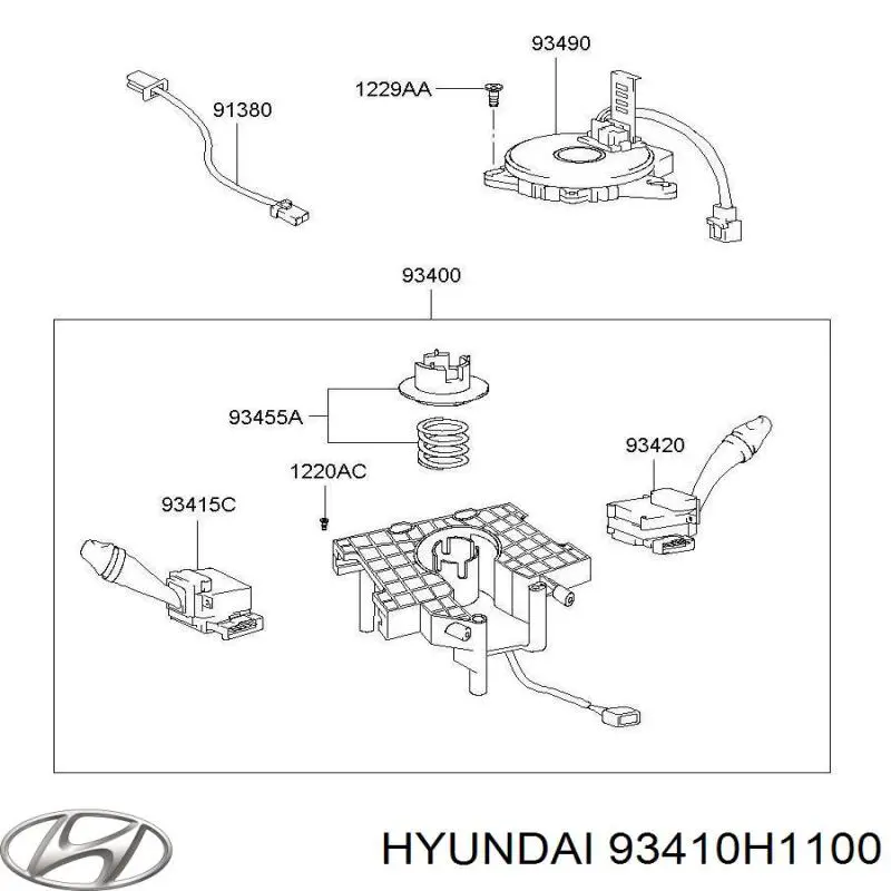 Переключатель подрулевой, левый Hyundai/Kia 93410H1100 цена, от 21.54 USD