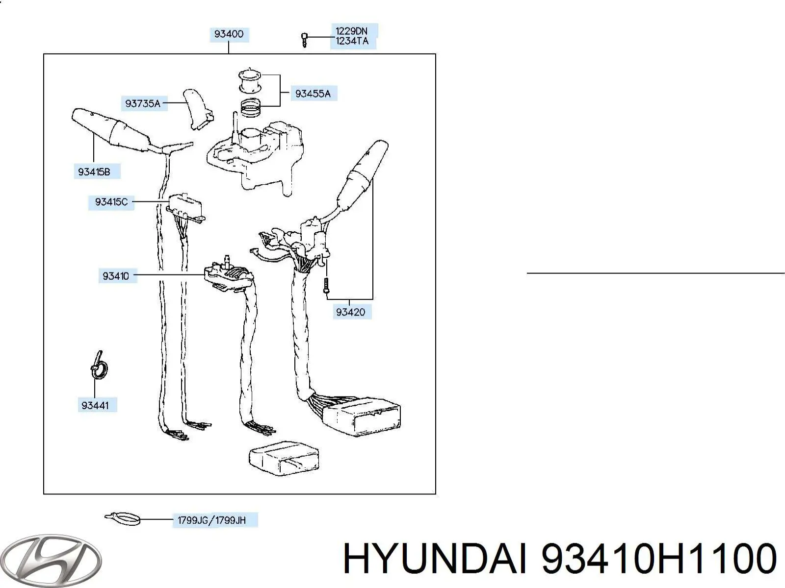 Левый подрулевой переключатель 93410H1100 Hyundai/Kia