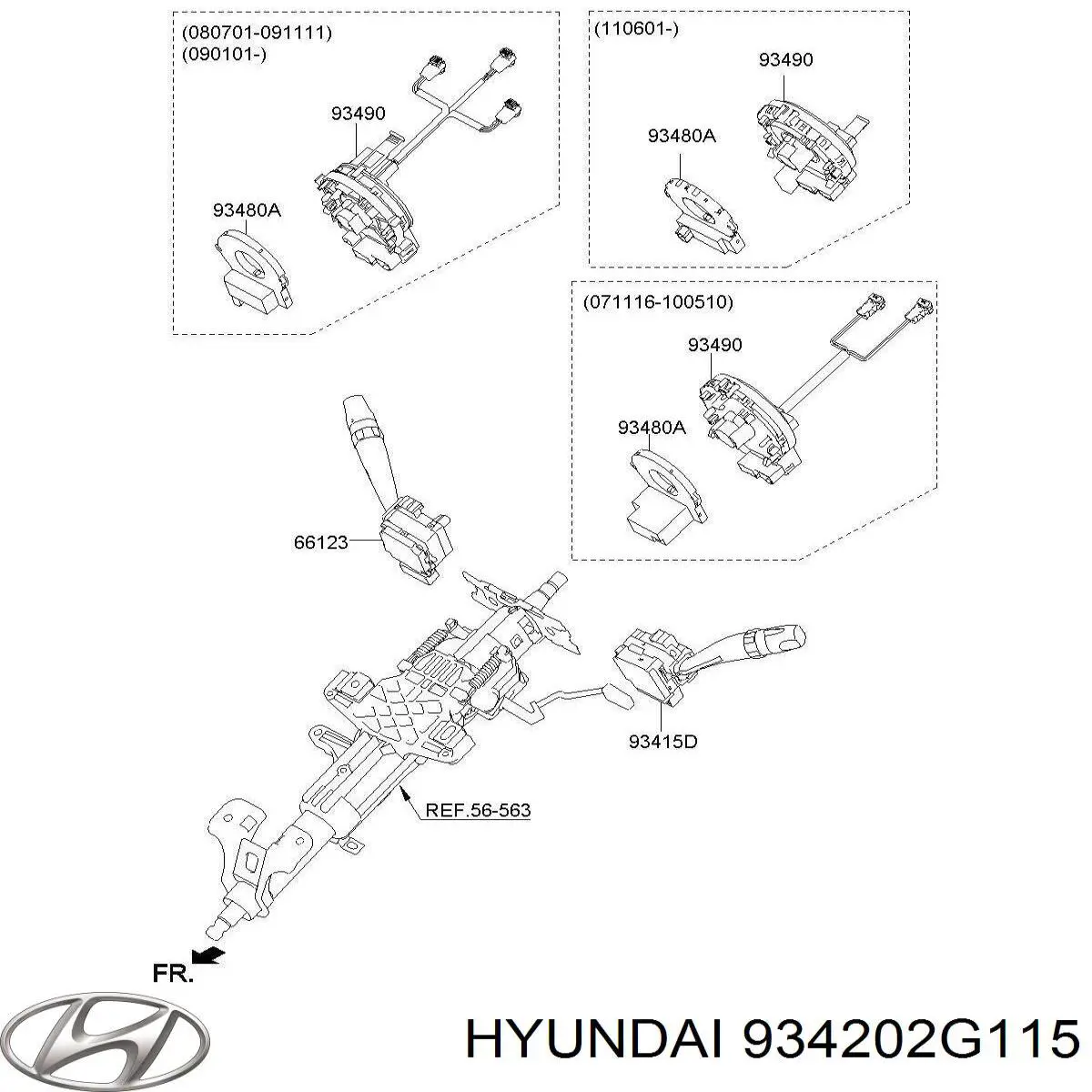 Правый подрулевой переключатель  Hyundai/Kia 934202G115 цена, от 56.50 USD