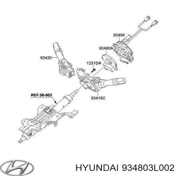 934803L002 Hyundai/Kia датчик угла поворота рулевого колеса