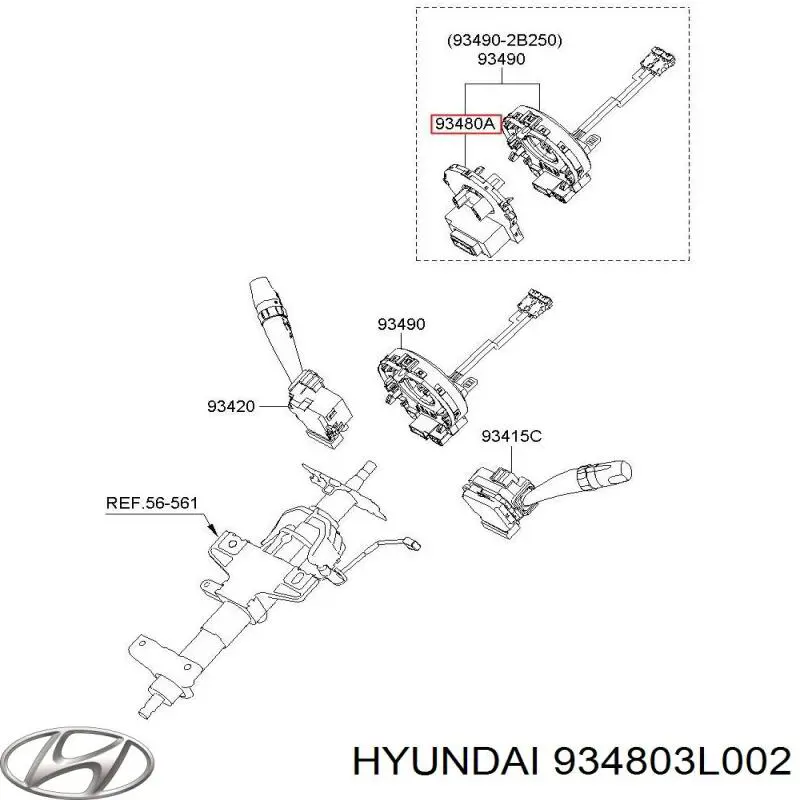 934803L002 Hyundai/Kia Датчик угла поворота руля