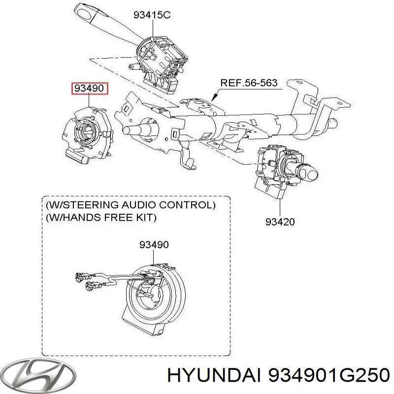 Шлейф руля 934901G250 Hyundai/Kia