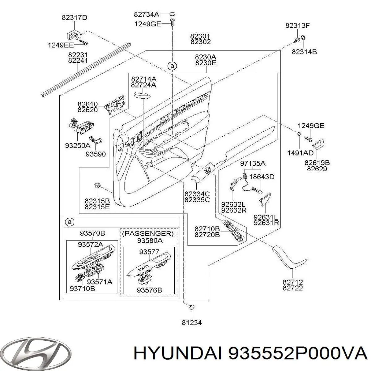 Купить 935552P000VA Hyundai/Kia Кнопка открытия лючка бензобака
