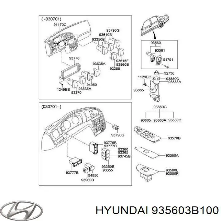 Купить 935603B100 Hyundai/Kia Датчик закрывания дверей