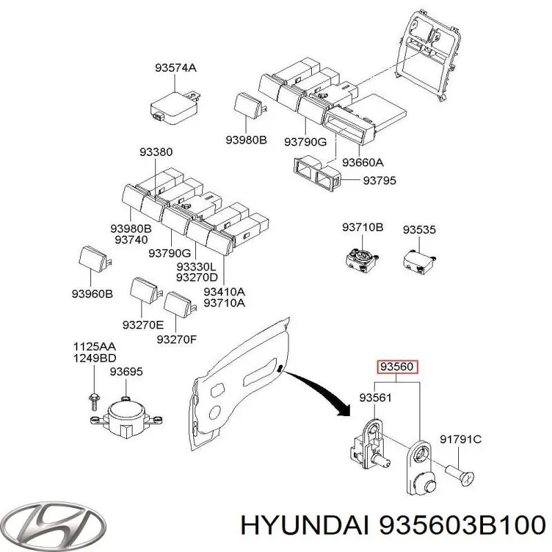 Датчик закрывания дверей 935603B100 Hyundai/Kia