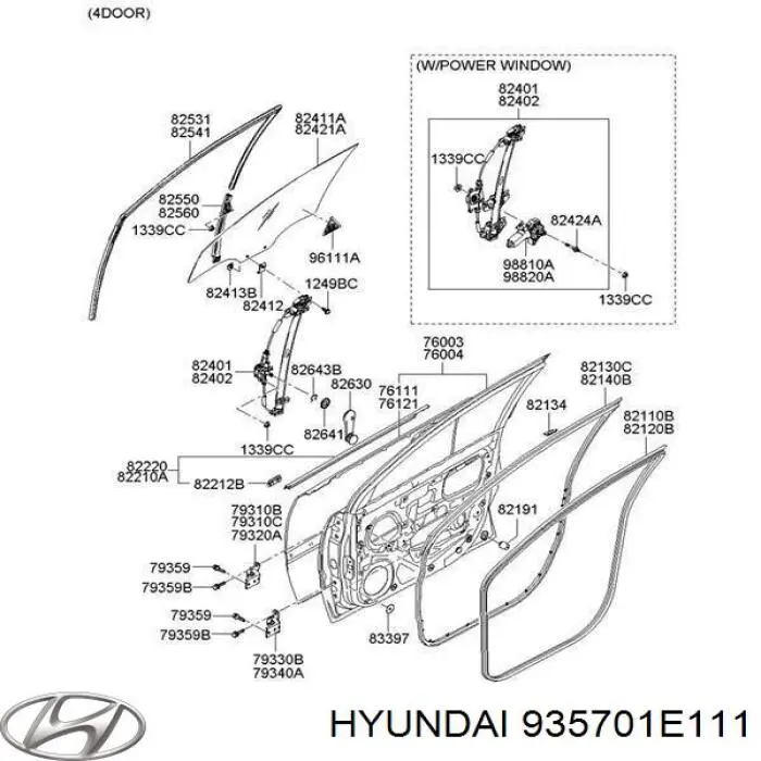 935701E111 Hyundai/Kia unidade de botões dianteira esquerda de controlo de elevador de vidro