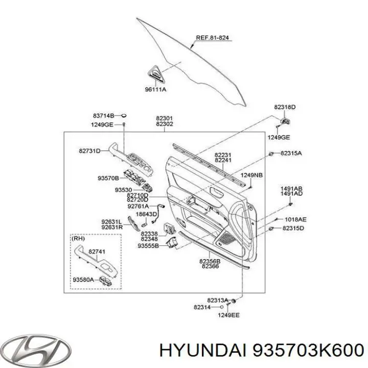 935703K600 Hyundai/Kia кнопочный блок управления стеклоподъемником передний левый