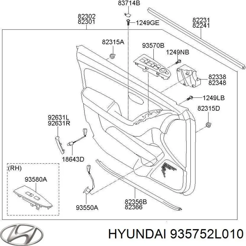 Купить 935752L010 Hyundai/Kia Регулятор зеркал