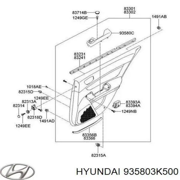 935803K500 Hyundai/Kia botão dianteiro direito de ativação de motor de acionamento de vidro