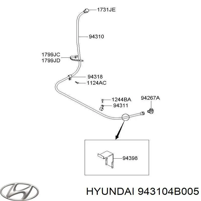 Трос привода спидометра 943104B005 Hyundai/Kia