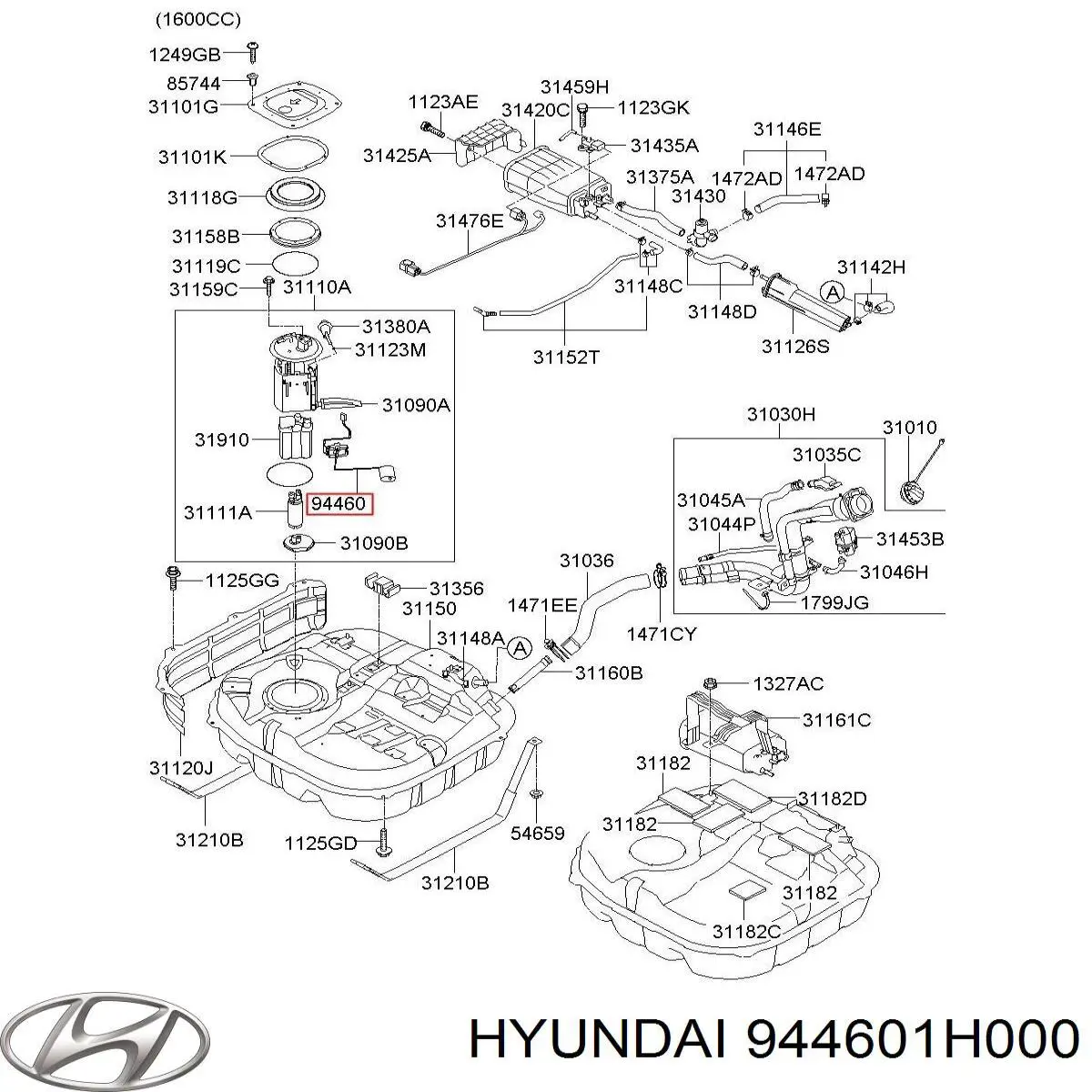 Sensor do nível de combustível no tanque para Hyundai I30 (FD)