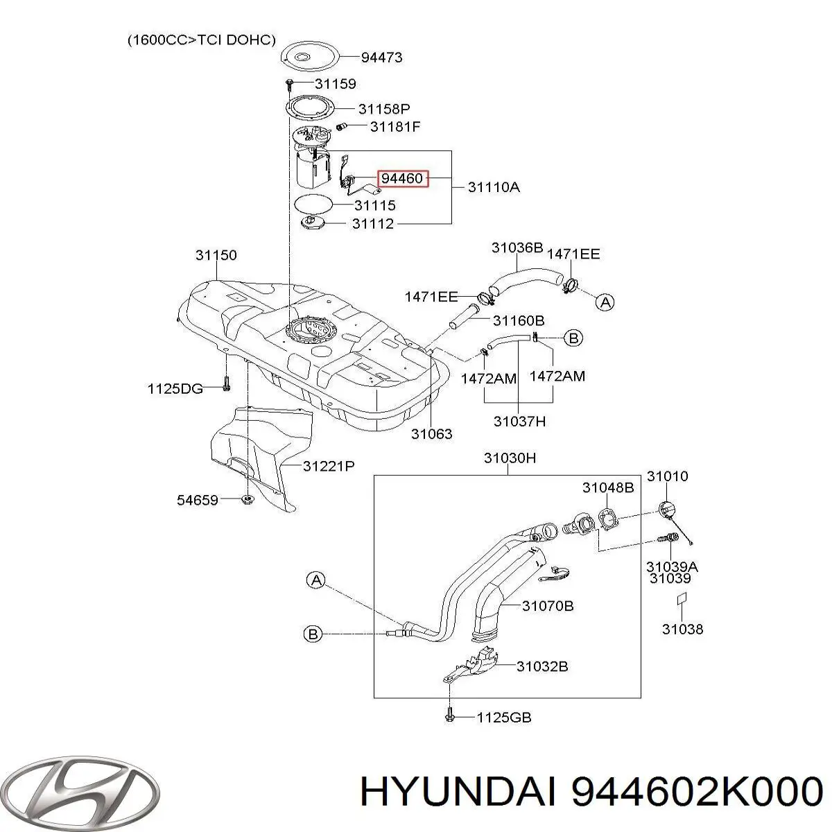 Датчик уровня топлива в бензобаке Hyundai/Kia 944602K000 цена, от 25.34 USD