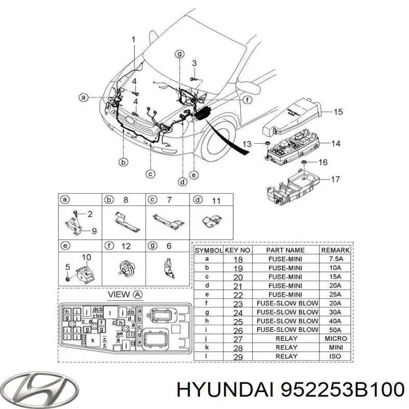 952253B100 Hyundai/Kia реле электрическое многофункциональное