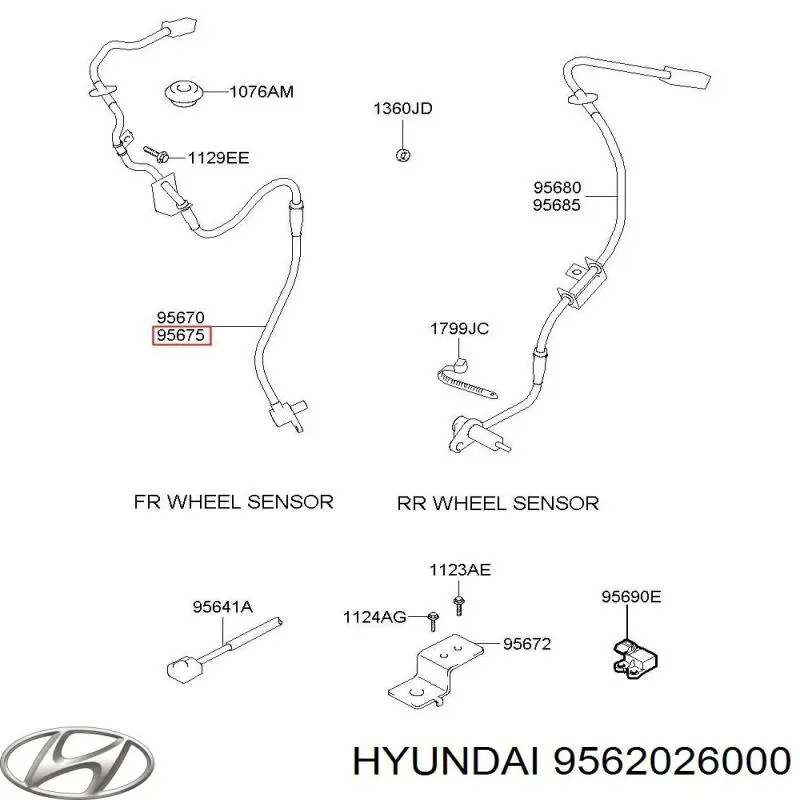 Датчик АБС (ABS) передний правый 9562026000 Hyundai/Kia