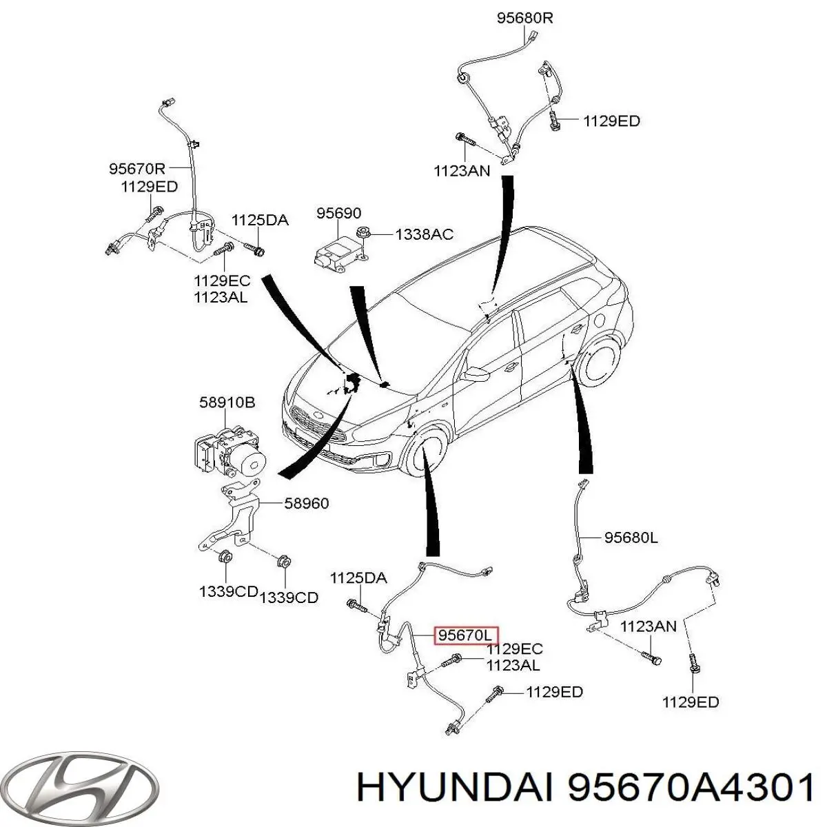 95670A4301 Hyundai/Kia Сенсор АБС