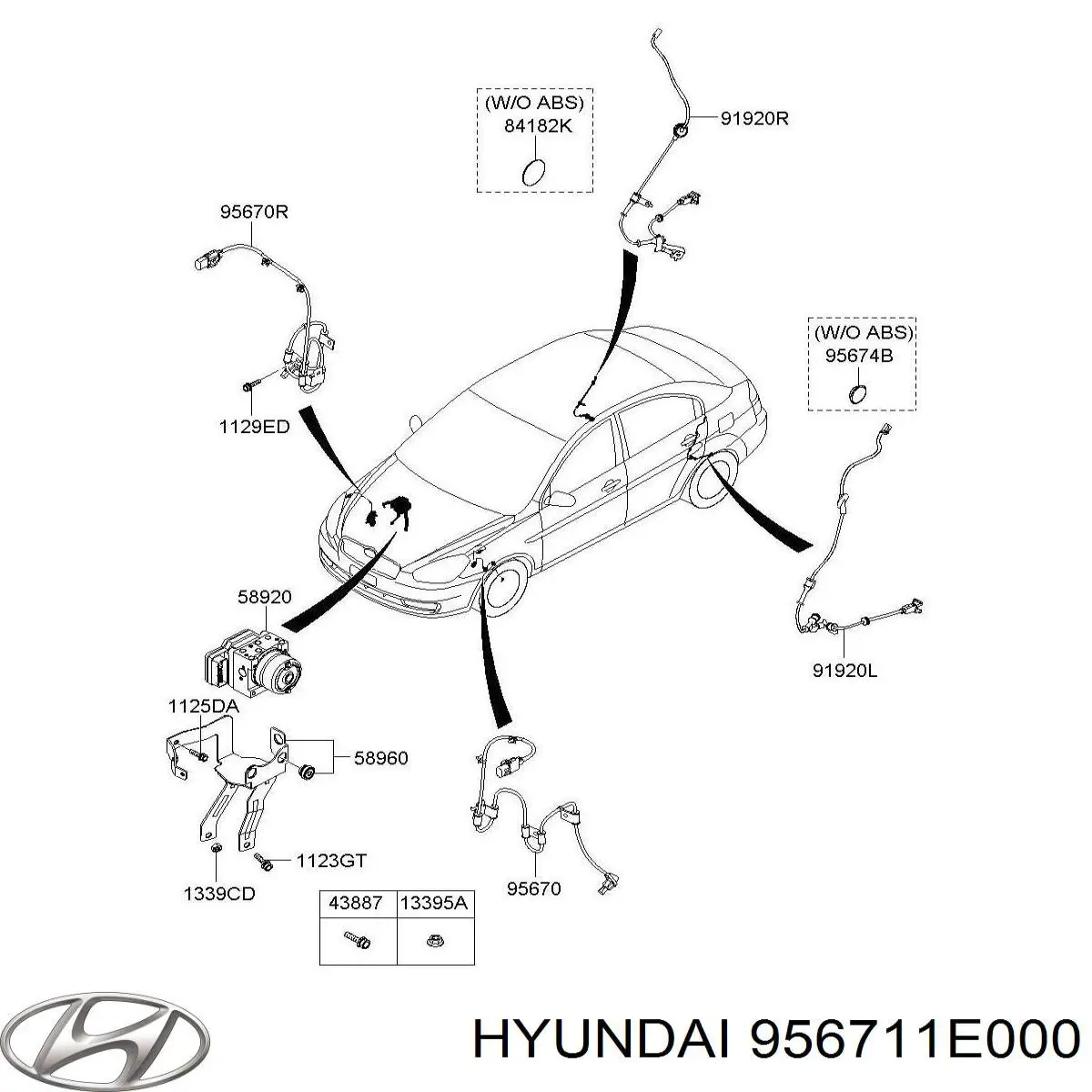 956711E000 Hyundai/Kia датчик абс (abs передний правый)