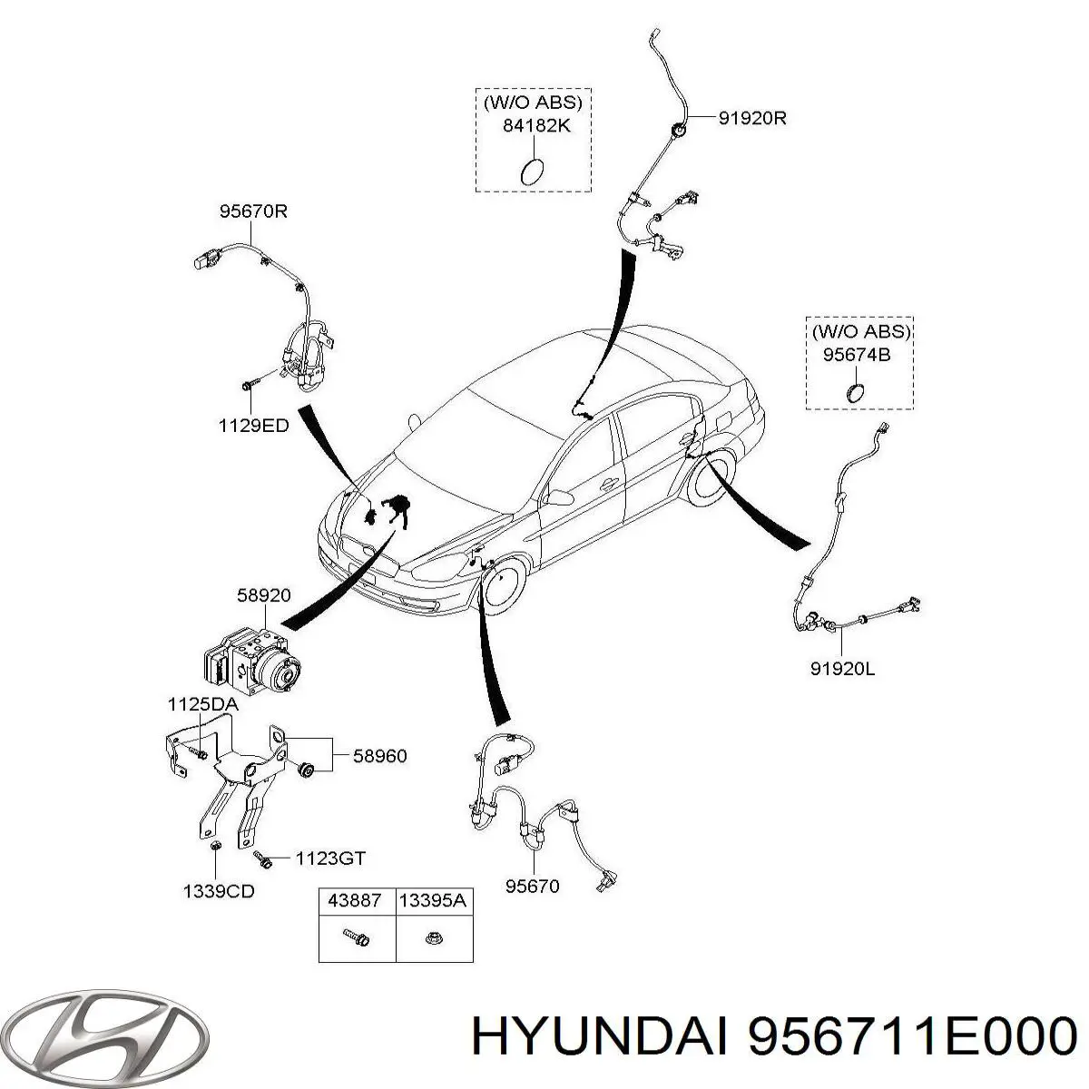 Датчик АБС (ABS) передний правый 956711E000 Hyundai/Kia