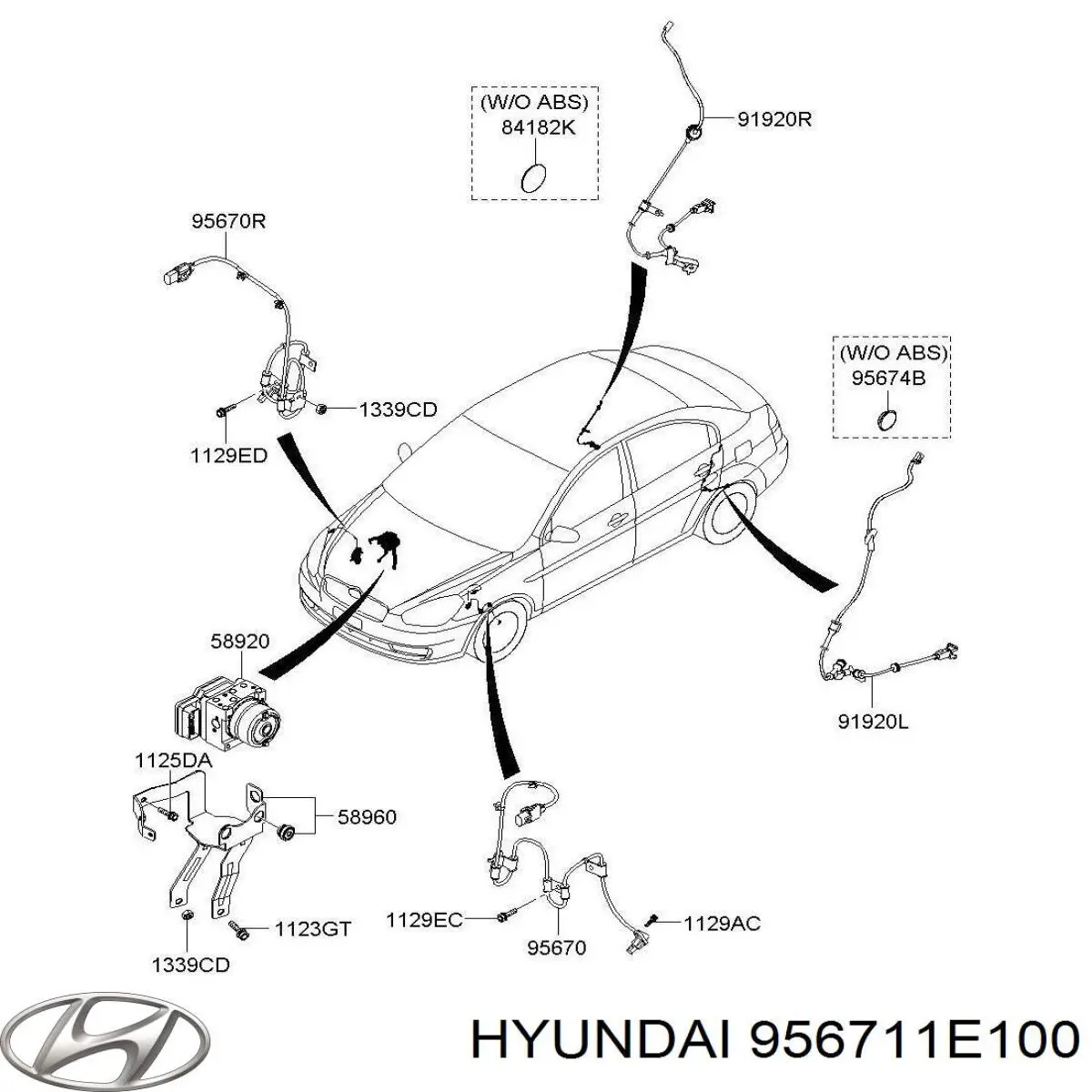 Датчик АБС (ABS) передний, правый Hyundai/Kia 956711E100 цена, от 31.26 USD