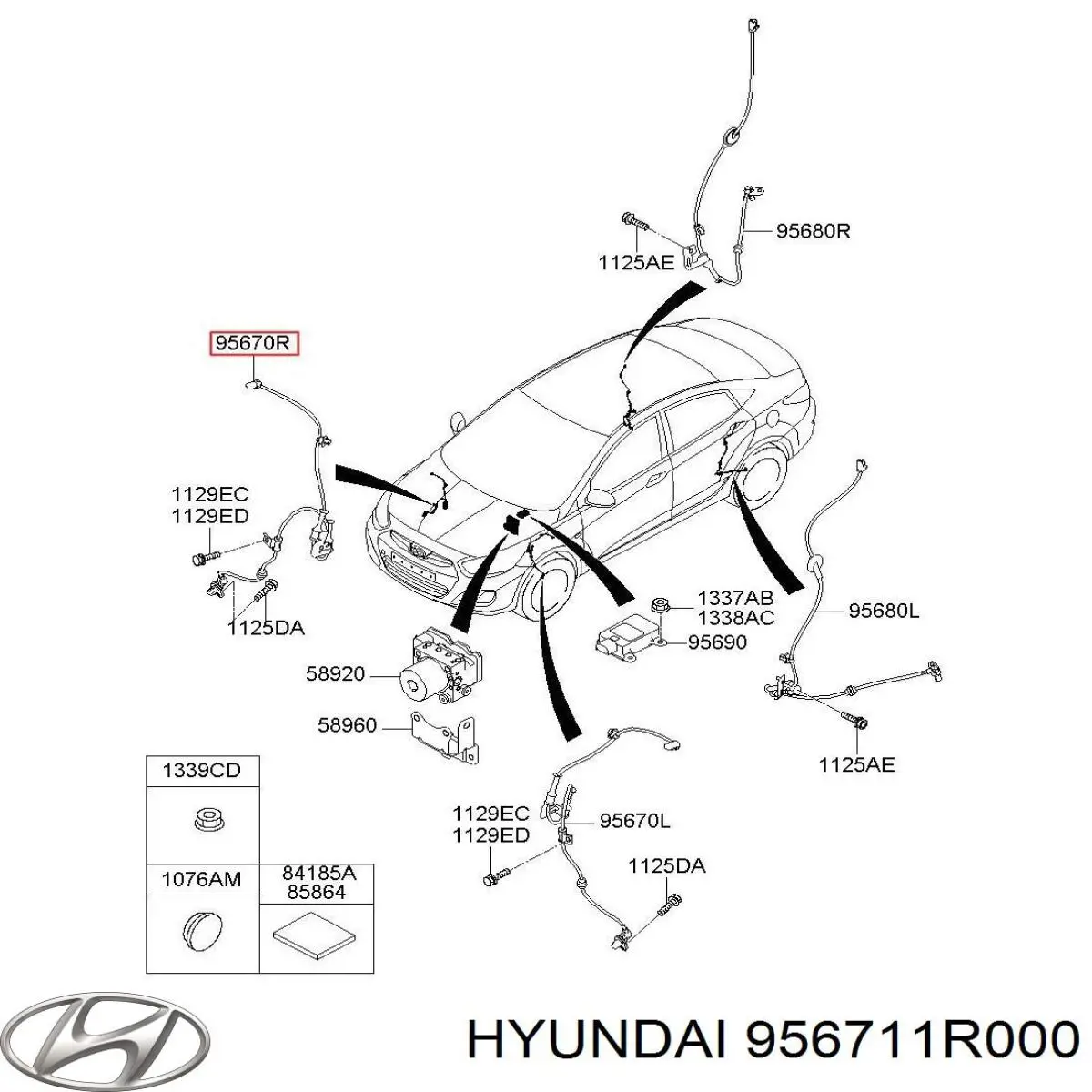 956711R000 Hyundai/Kia sensor abs dianteiro direito