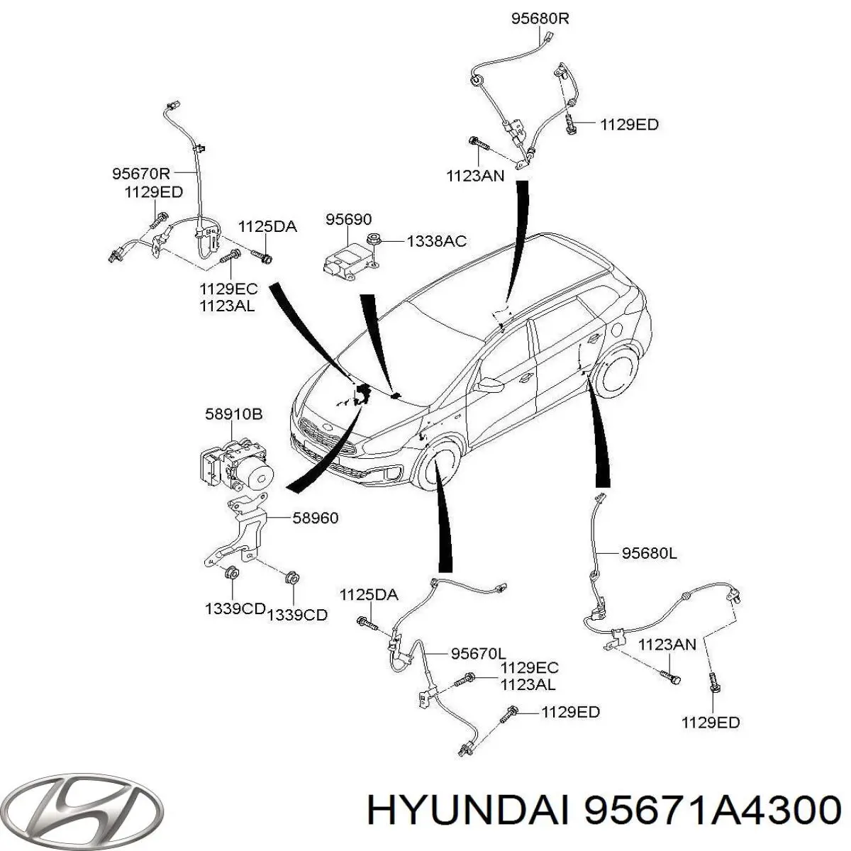 95671A4300 Hyundai/Kia sensor abs dianteiro direito