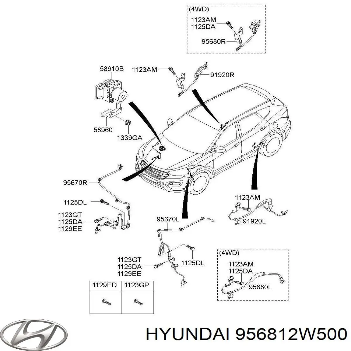 Датчик АБС (ABS) задний правый Hyundai/Kia 956812W500 цена, от 267.02 USD