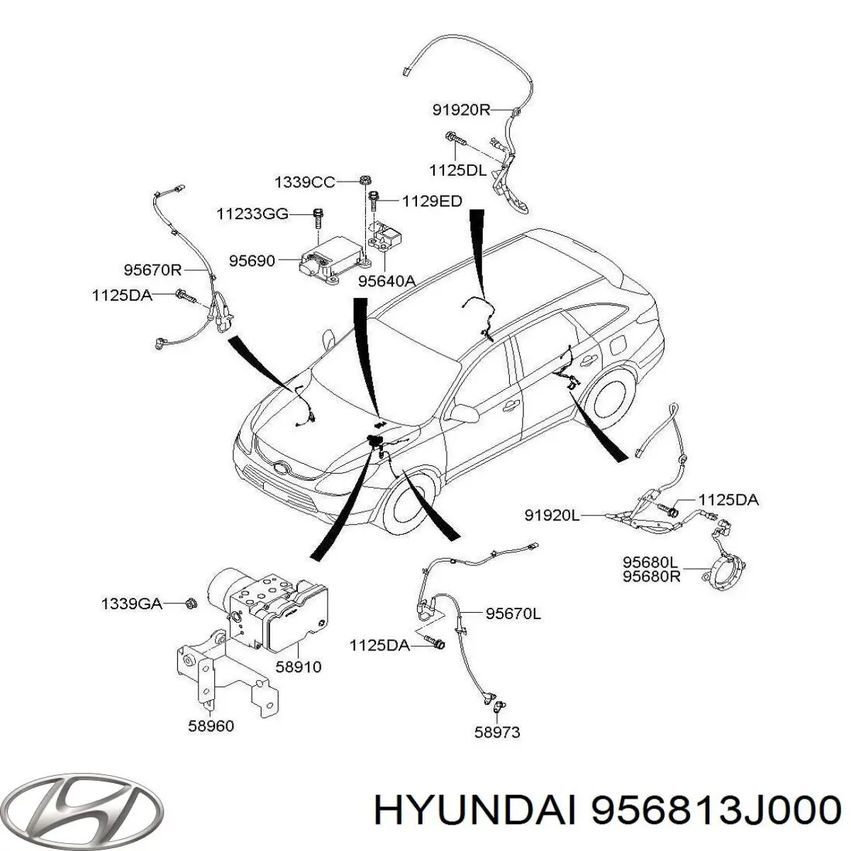 Датчик АБС задний правый 956813J000 Hyundai/Kia