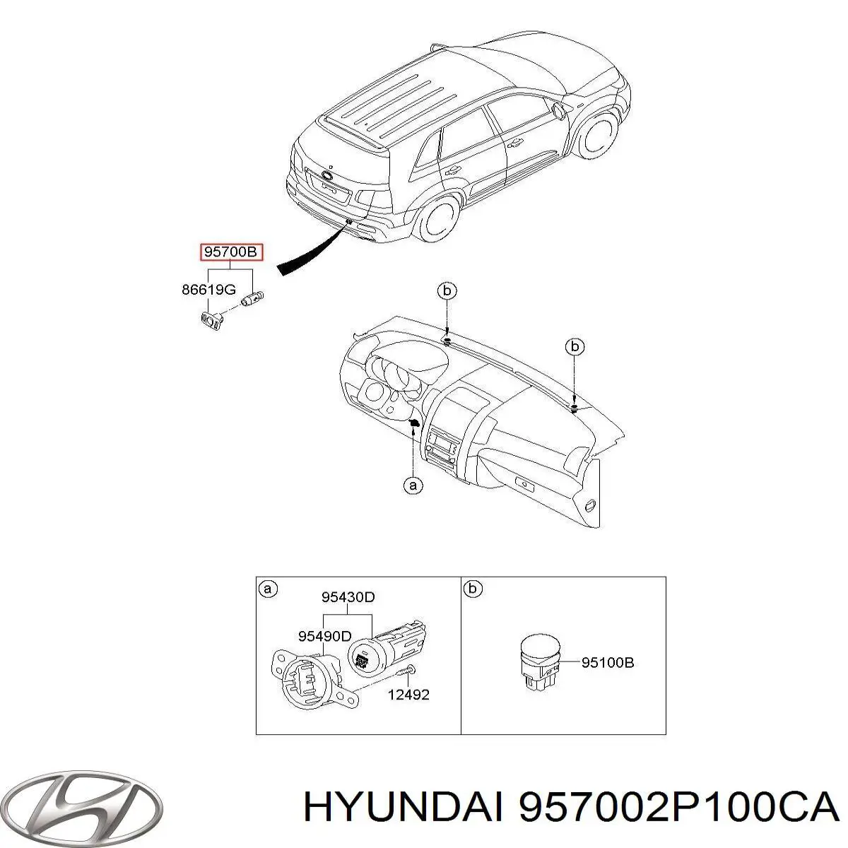 957002P100CA Hyundai/Kia sensor traseiro de sinalização de estacionamento (sensor de estacionamento)