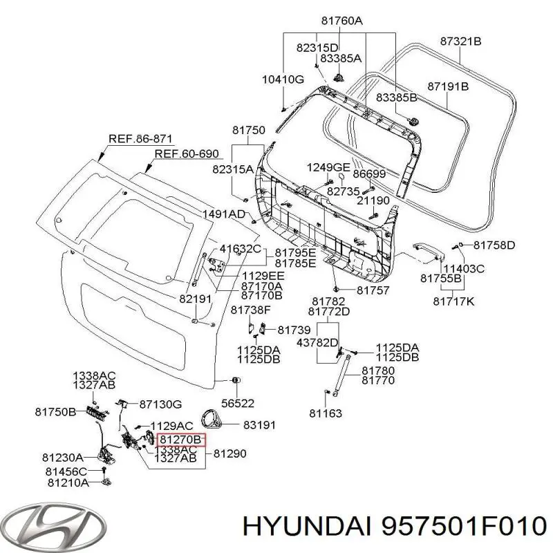 Актуатор замка ляды Hyundai/Kia 957501F010 цена, от 165.60 USD