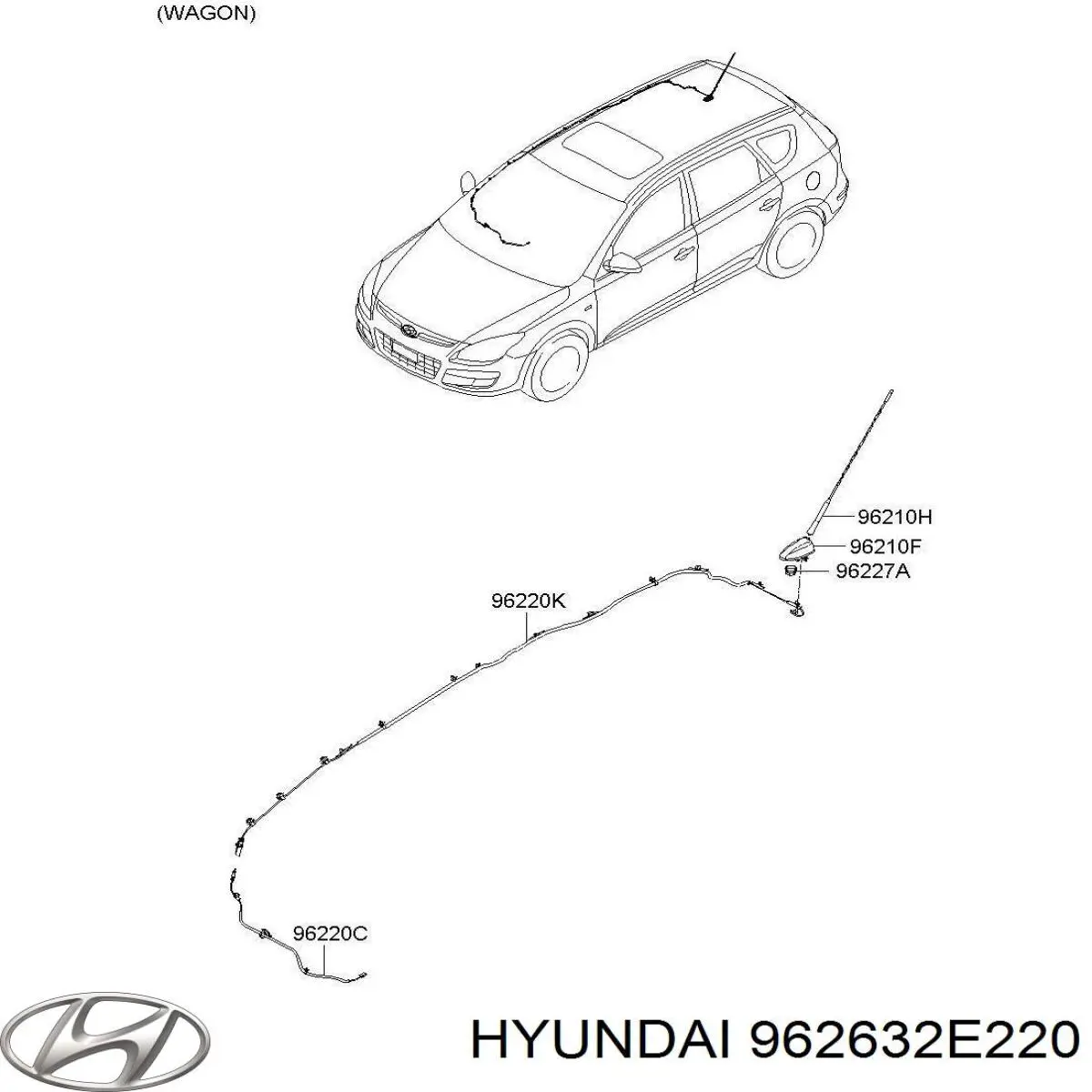 Barra de antena 962632E220 Hyundai/Kia