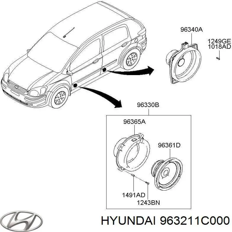 963211C000 Hyundai/Kia Динамик задней двери