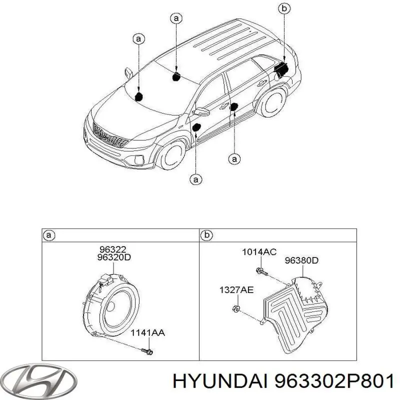 963302P801 Hyundai/Kia alto-falante da porta dianteira