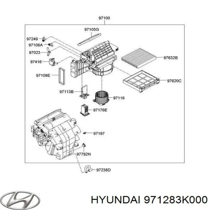 Резистор (опір) пічки, обігрівача салону 971283K000 Hyundai/Kia