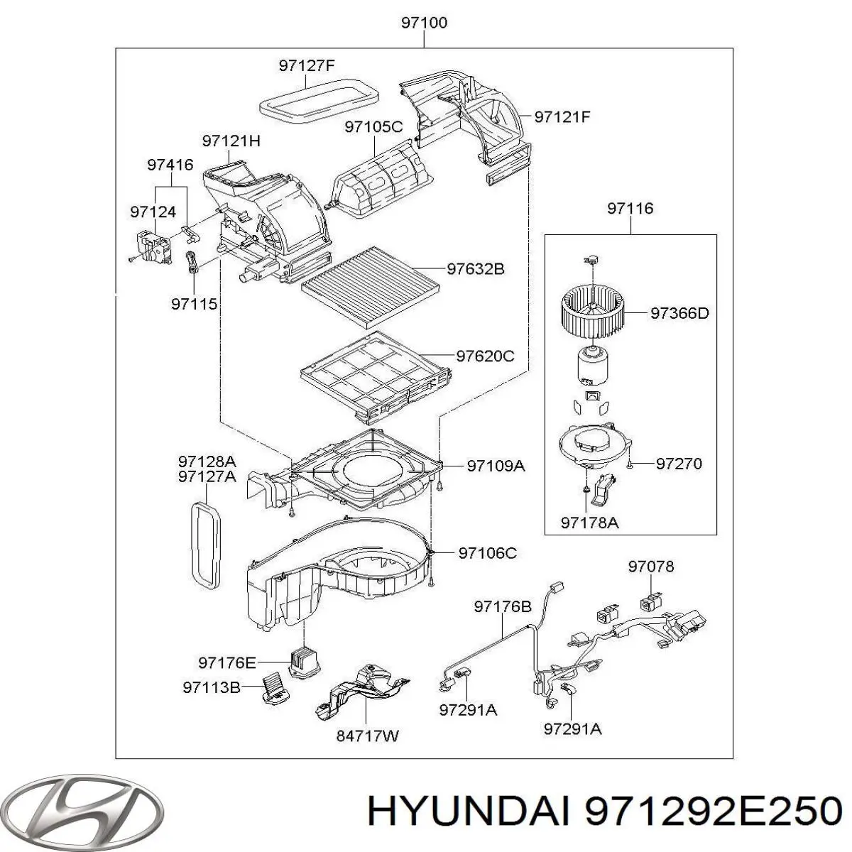 971292E250 Hyundai/Kia рамка фильтра салона