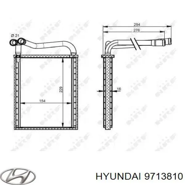 Радиатор печки 9713810 Hyundai/Kia