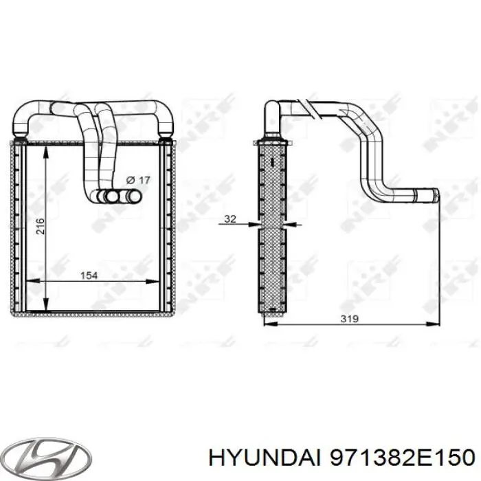 971382E150 Hyundai/Kia Радиатор отопителя салона