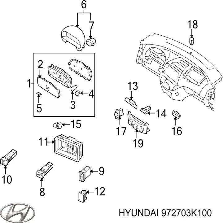 Датчик температуры воздуха в салоне Hyundai/Kia 972703L100 цена, от 25.16 USD