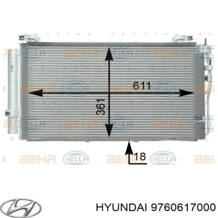 Радиатор кондиционера 9760617000 Hyundai/Kia