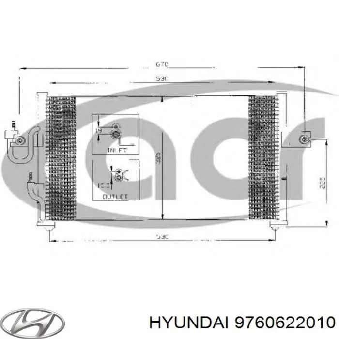 Радиатор кондиционера 9760622010 Hyundai/Kia