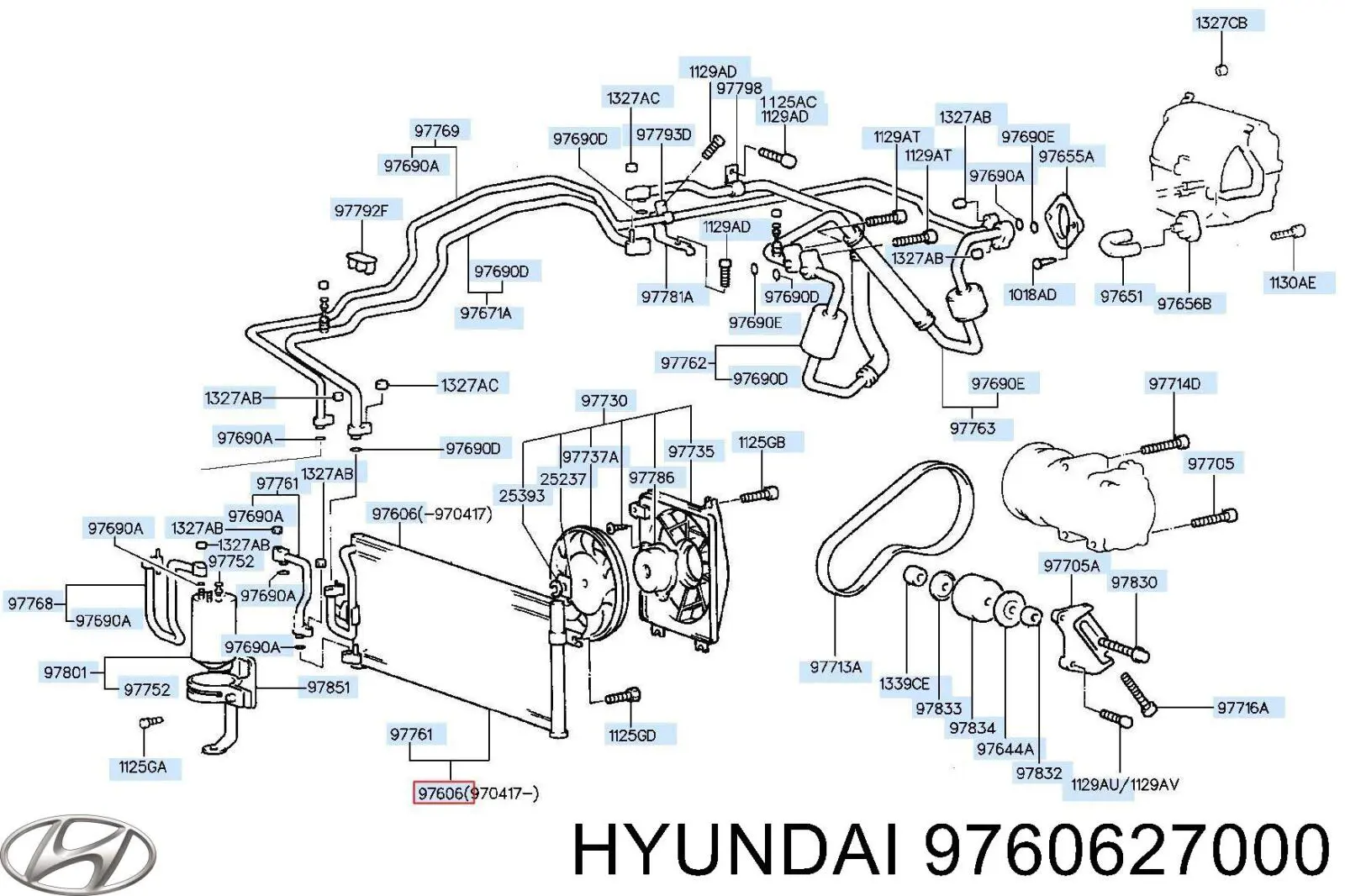 Радиатор кондиционера Хундай Тибурон (Hyundai Tiburon)