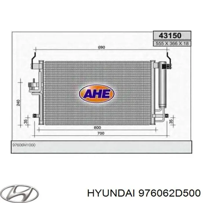 Радиатор кондиционера 976062D500 Hyundai/Kia