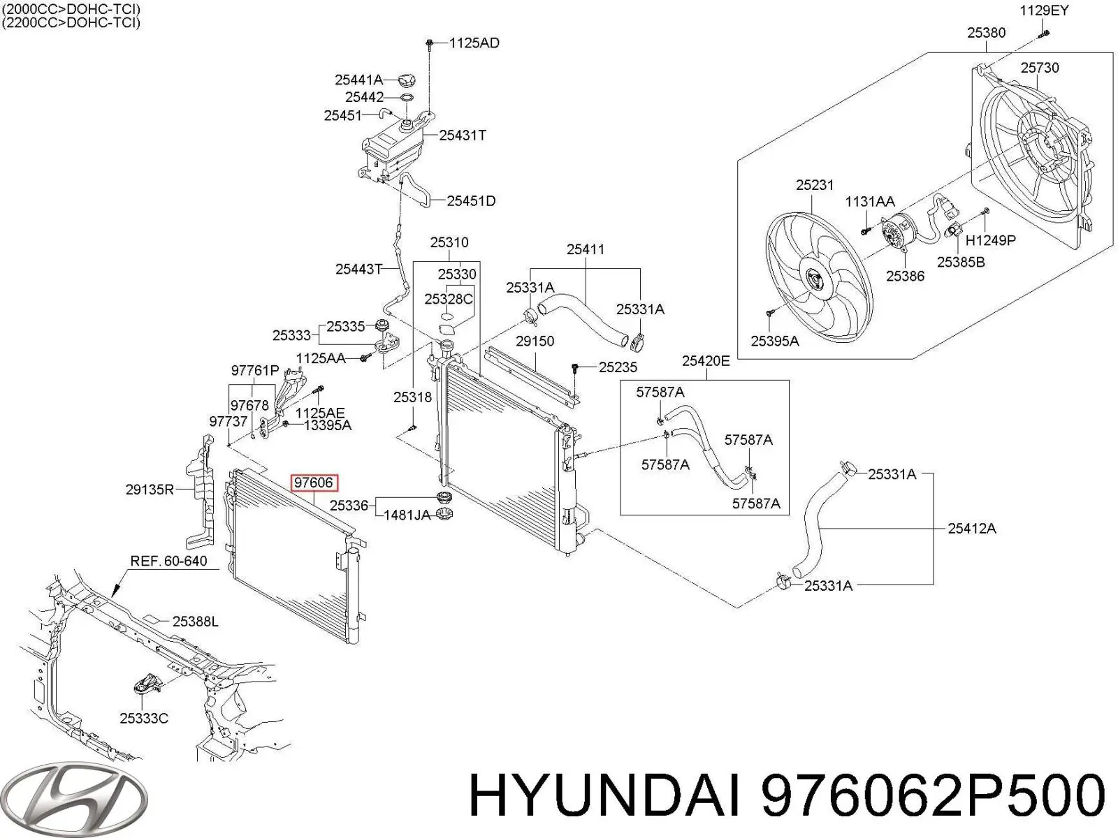 Радиатор кондиционера 976062P500 Hyundai/Kia