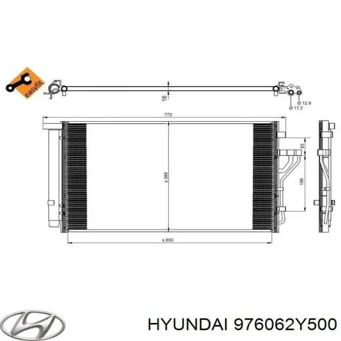 Радиатор охлаждения кондиционера Hyundai/Kia 976062Y500