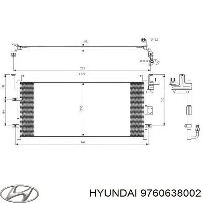 9760638002 Hyundai/Kia радиатор кондиционера