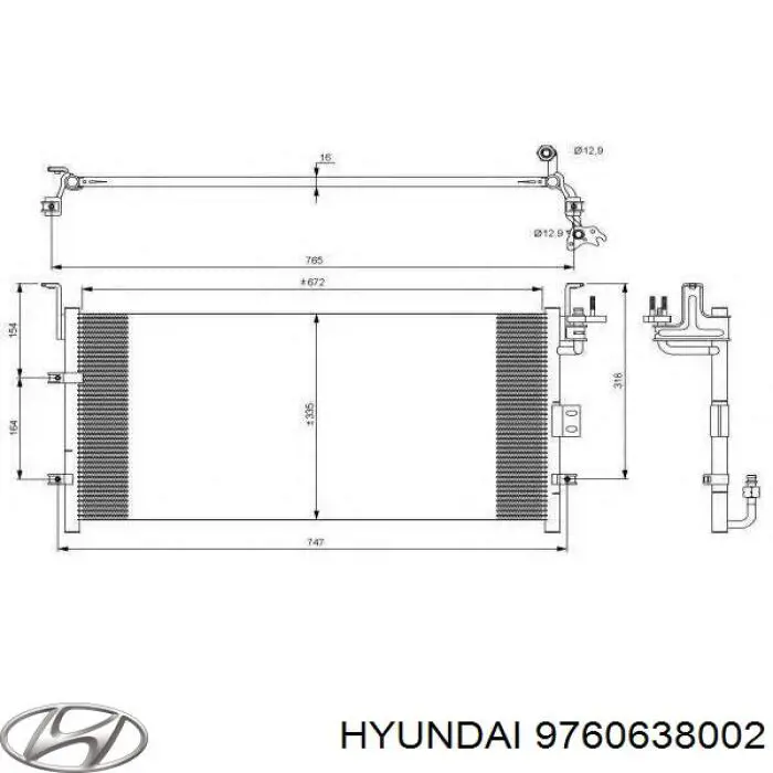 Радиатор кондиционера 9760638002 Hyundai/Kia