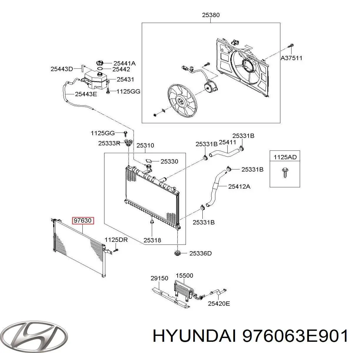 Радиатор кондиционера 976063E901 Hyundai/Kia