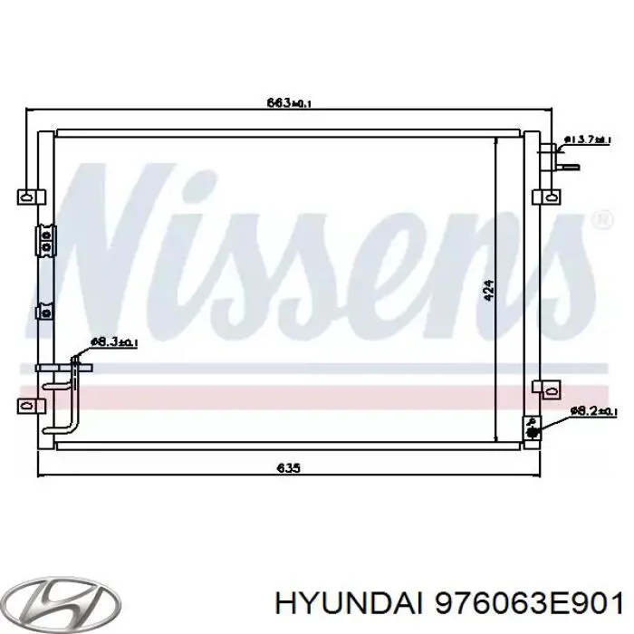 Радиатор охлаждения кондиционера Hyundai/Kia 976063E901
